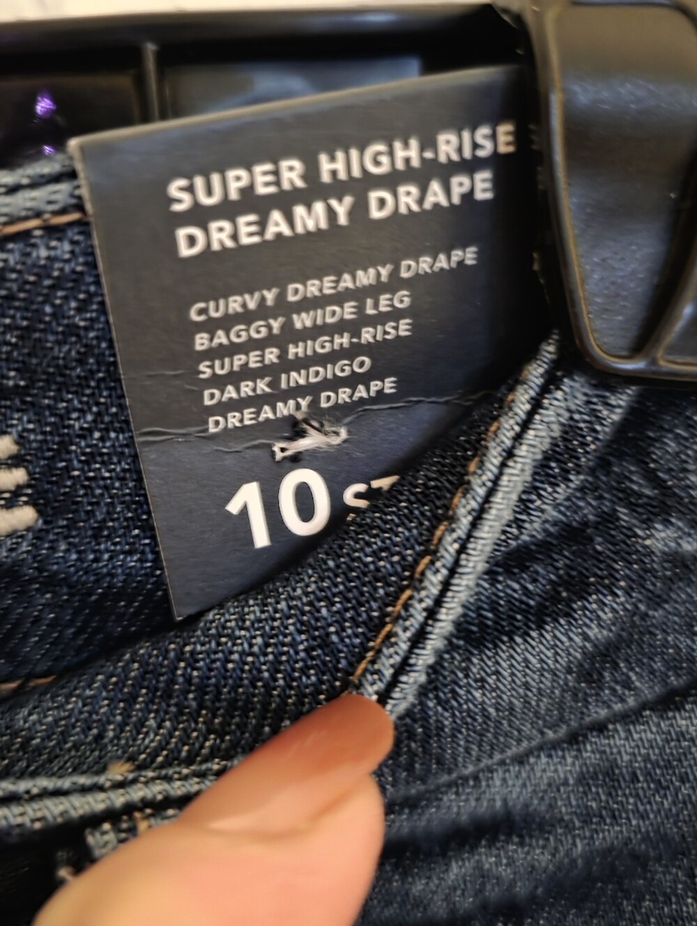 American Eagle Dark Indigo Dreamy Drape Stretch Super High-Waisted Wide Leg 10 - Picture 7 of 13